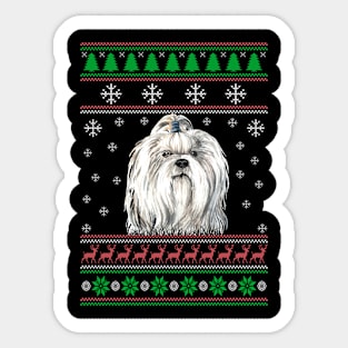 Cute Shih Tzu Dog Lover Ugly Christmas Sweater For Women And Men Funny Gifts Sticker